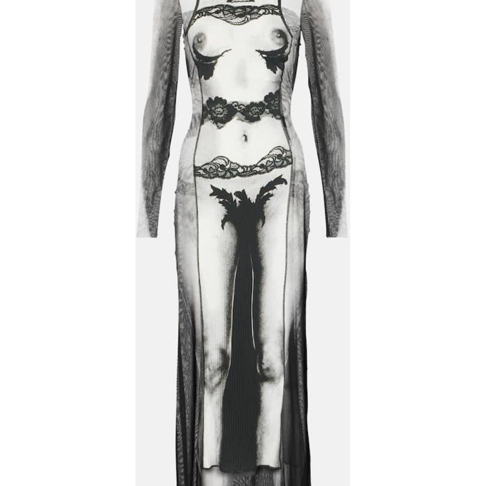 Jean Paul Gaultier Black and White Long Sleeve Dress